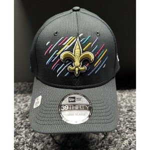 New Orleans Saints Hat Cap Large XL Flex‎ Grey New Era Crucial Catch 39Thirty